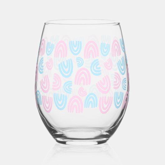 Trans Pride Arc-en-ciel Verre Stemless (Recto)