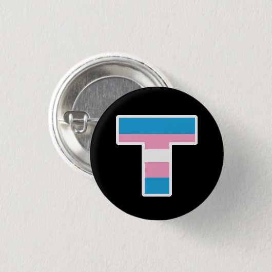 Trans Pride Capital T-Button Ronde Button 3,2 Cm (Voorkant /achterkant)