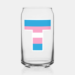 Trans Pride Capital T Can Glass Blikvorm Glas