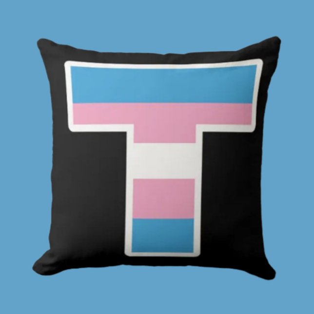 Trans Pride Capital T Kussensloop Kussen (Creator heeft geüpload)