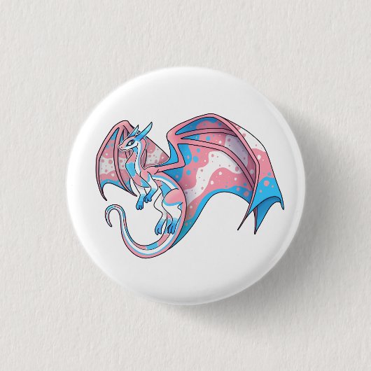 Trans Pride Dragon Ronde Button 3,2 Cm (Voorkant)