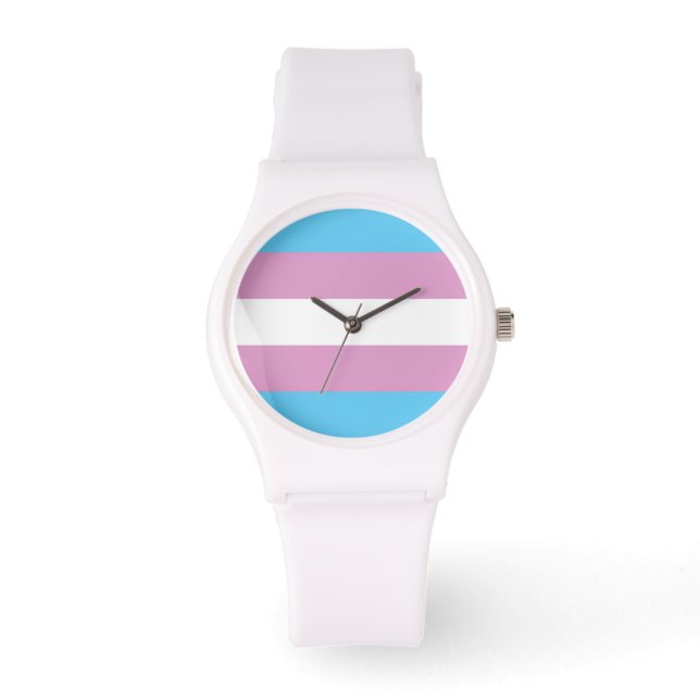 TRANS PRIDE GESTREEPT HORIZONTAAL - 2014 PRIDE.png Horloge (Voorkant)