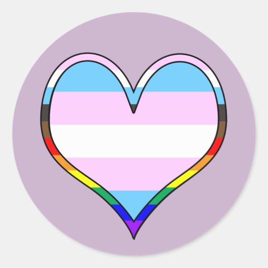 Trans Pride Heart Classic Round Sticker (Voorkant)