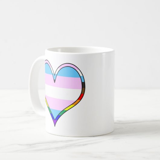 Trans Pride Heart Coffee Mok (Voorkant links)