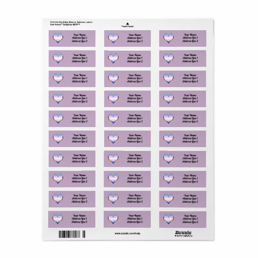 Trans Pride Heart Label (Full Sheet)