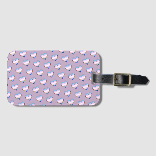 Trans Pride Heart Pattern Bagagelabel (Voorkant (horizontaal))