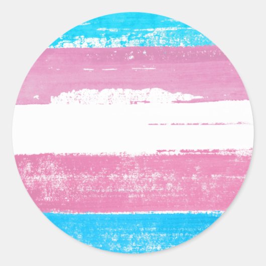 Trans Pride Paint Ronde Sticker (Voorkant)