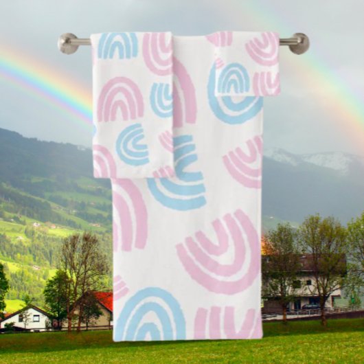 Trans Pride Pastel Regenboog Handdoek Set