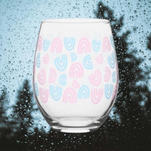 Trans Pride Rainbow Stemless wijnglas Zonder Voet