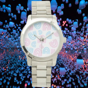 Trans Pride Regenboog Oversized Zilveren Armband Horloge