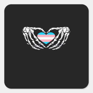 Trans Pride Skeleton Halloween Transgender Gothic  Vierkante Sticker