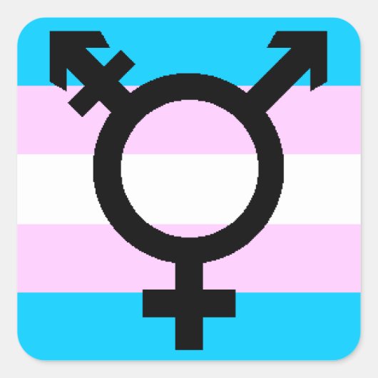 Trans Pride stickers - afgerond, met symbool (Voorkant)