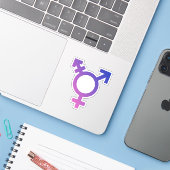 Trans Pride Symbool Sticker (Laptop met iPhone)