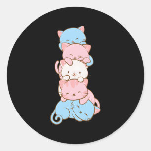 Trans Pride Vlag Kawaii Kat Transgender Ronde Sticker