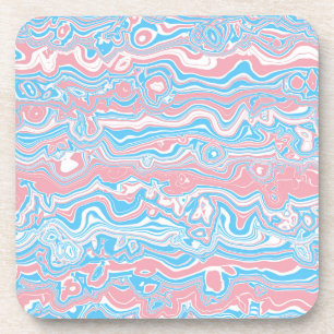 Trans Pride Vlag Trippy Boho Groovy Golvende Strep Bier Onderzetter