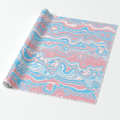 Trans Pride Vlag Trippy Boho Groovy Golvende Strep Cadeaupapier (Uitgerold)