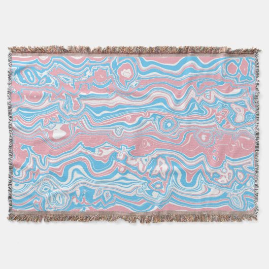 Trans Pride Vlag Trippy Boho Groovy Golvende Strep Deken (Voorkant)