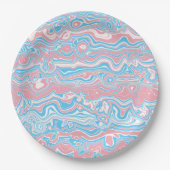 Trans Pride Vlag Trippy Boho Groovy Golvende Strep Papieren Bordje (Voorkant)