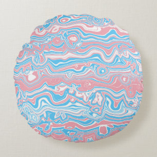 Trans Pride Vlag Trippy Boho Groovy Golvende Strep Rond Kussen