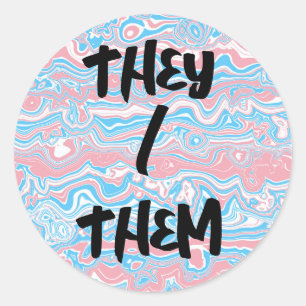 Trans Pride-vlag Trippy Boho Groovy Golvende Strep Ronde Sticker