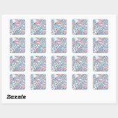 Trans Pride Zen Doodle Abstract Roze Blauw Wit Vierkante Sticker (Vel)