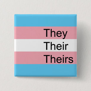 Trans Pronoun Button: Zij, zij, zij, zij Vierkante Button 5,1 Cm