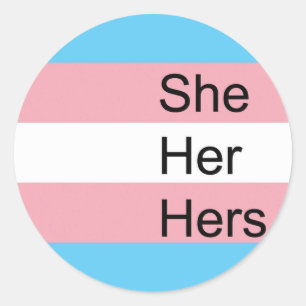 Trans Pronoun Stickers: zij, haar, haar Ronde Sticker