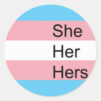 Trans Pronoun Stickers: zij, haar, haar Ronde Sticker