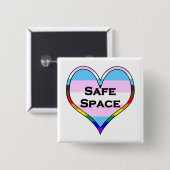 Trans Safe Space Heart Vierkante Button 5,1 Cm (Voorkant /achterkant)