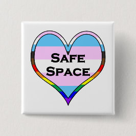 Trans Safe Space Heart Vierkante Button 5,1 Cm