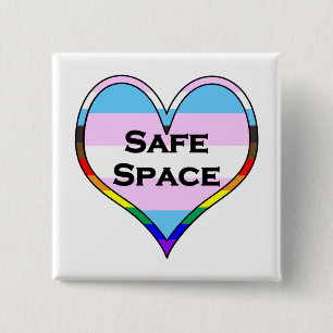 Trans Safe Space Heart Vierkante Button 5,1 Cm