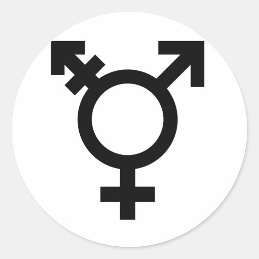 TRANS UNIVERSEEL SYMBOOL ZWART RONDE STICKER (Voorkant)