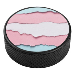 trans vlag gescheurd ontwerp op hockey puck