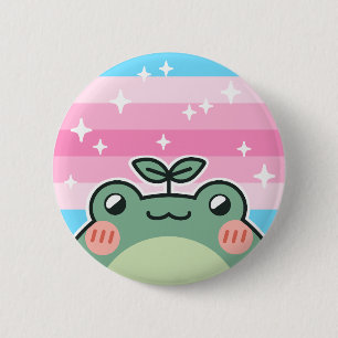 Trans Vrouwelijke LGBT Pride Flag Frog Button