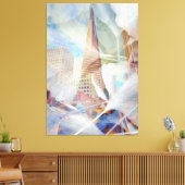 TransAmerica met Gingko Leaves Overlay Canvas Afdruk (Insitu (Woonkamer))