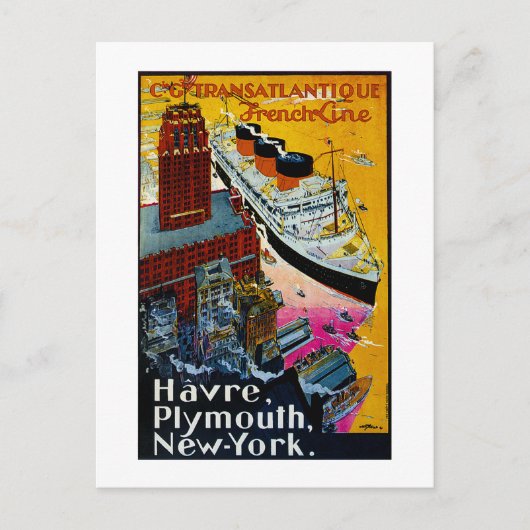 Transatlantische Franse lijn Briefkaart (Voorkant)