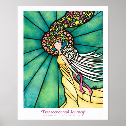 "Transcendental Journey" Roze Ribbon Ekleberry Art Poster (Voorkant)