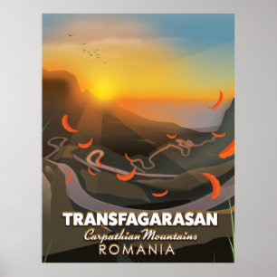 Transfagarasan, Karpatische bergen, Roemenië Road Poster