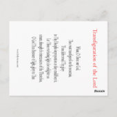 Transfiguratie van de Lord Prayer Card Briefkaart (Achterkant)