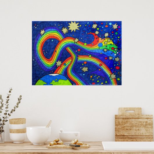 Transformatie in blauw Poster (Keuken)