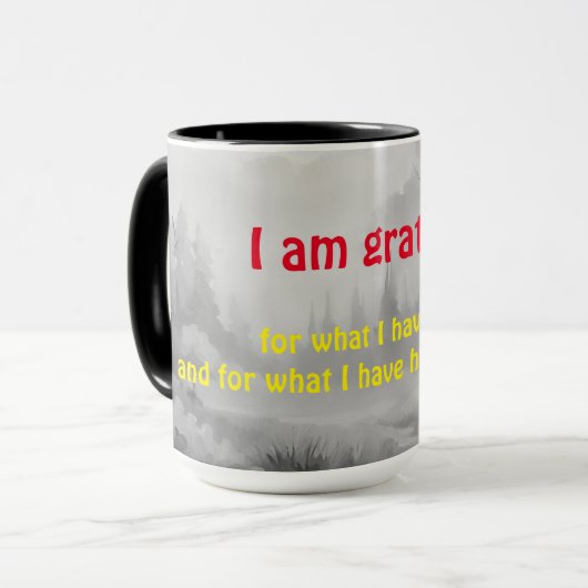 Transformationele mantra waar ik dankbaar voor ben mok (Voorkant links)