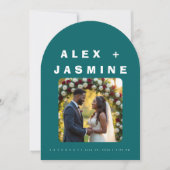 Transformative Teal Modern Arched Wedding  Kaart (Voorkant)