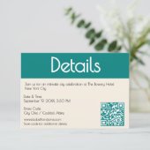 Transformative Teal Modern Contemporary Wedding Informatiekaartje (Staand voorkant)