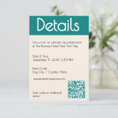 Transformative Teal Modern Contemporary Wedding Informatiekaartje (Staand voorkant)