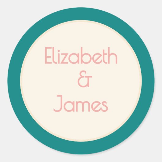 Transformative Teal Modern  Contemporary Wedding Ronde Sticker (Voorkant)