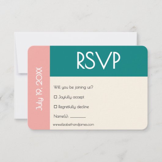 Transformative Teal Modern  Contemporary Wedding RSVP Kaartje (Voorkant)