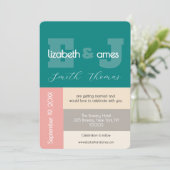 Transformative Teal Modern Script Wedding Kaart (Staand voorkant)