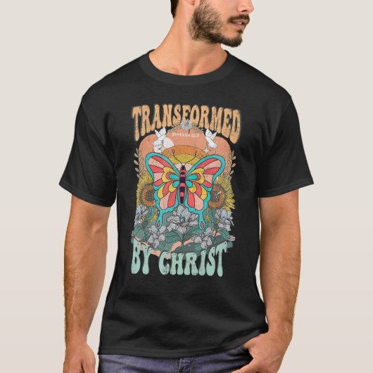 Transformed By Christ Retro Butterfly Romans 132 C T-shirt (Voorkant)