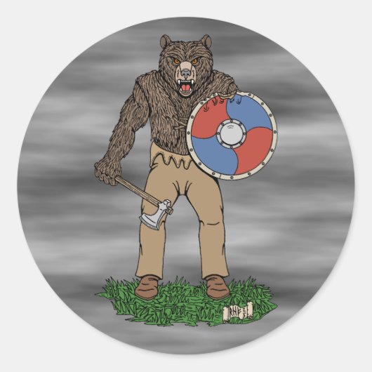 Transformed Viking Berserker of Werebear Ronde Sticker (Voorkant)