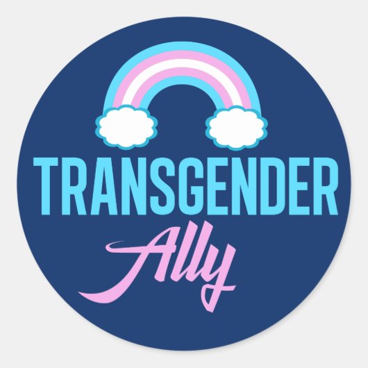 Transgender Ally Ronde Sticker (Voorkant)